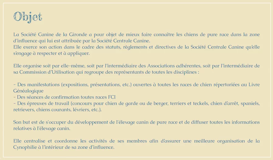 Association Canine Territoriale de la Gironde Société Centrale