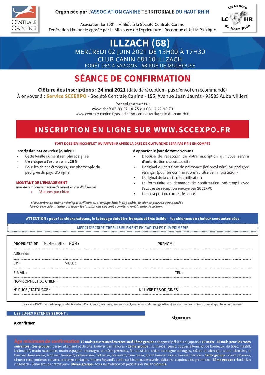 Calendrier Confirmation Lof 2022 Haut Rhin